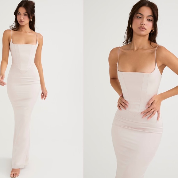 HOUSE OF CB OLIVETTE CORSET MAXI DRESS IN CRYSTAL SIZE XS REG CUP - Picture 3 of 4